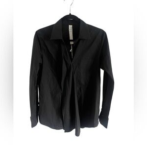 NWT Tia Cibani Asymmetrical Black Button Up, size medium
